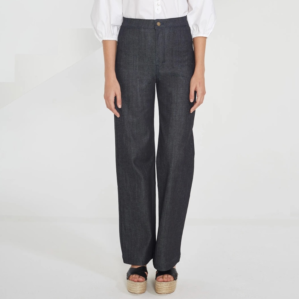 APIECE APART Raw Denim Dark Rinse Flare Jeans